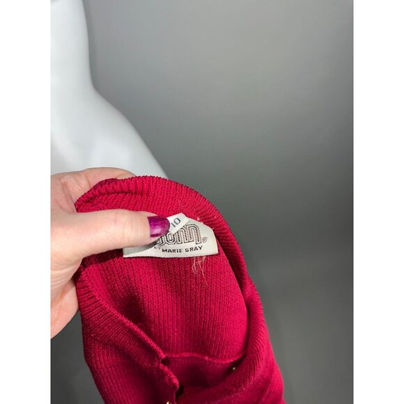 Vtg 80s St John Raspberry Red Santana Knit Button Dress Womens Sz 10 Wool Blend - Picture 8 of 9